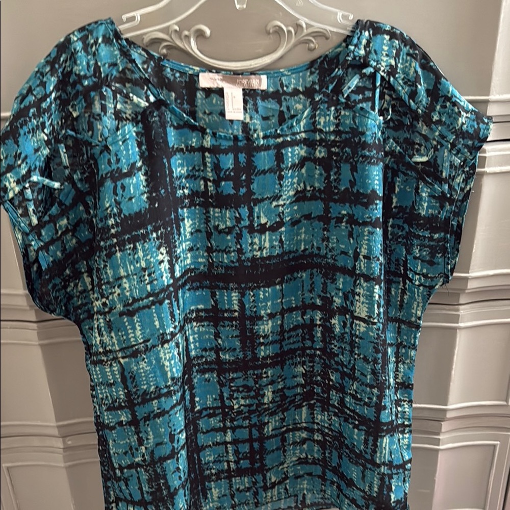 Stylish Blue Patterned Women's Top